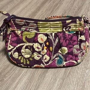 Vera Bradley Women Bag Small Purple Floral Embroidered Zip Top Crossbody Preppy
